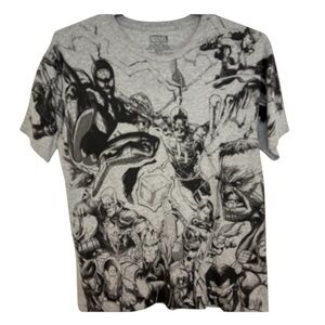 Marvel Characters Black and Gray Graphic Men's T-Shirt